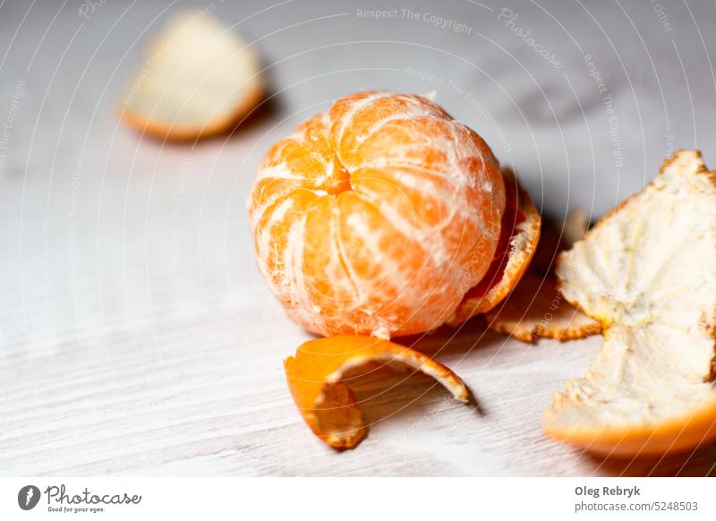 Geschälte Mantarine Diät Frucht reif Lebensmittel Gesundheit orange Hintergrund Vegetarier saftig Mandarin Vitamin geschmackvoll tropisch weiß Mandarine