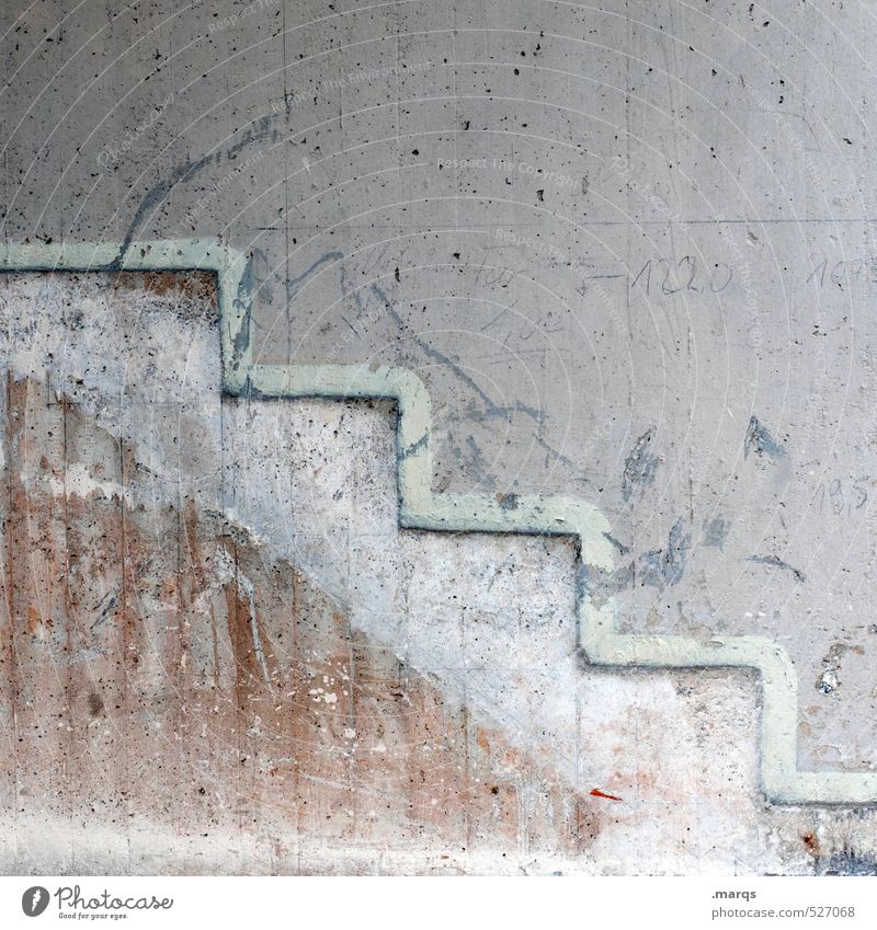 Ab Handwerk Baustelle Mauer Wand Beton Linie Treppe hell grau Ordnung planen abwärts eckig Farbfoto Gedeckte Farben abstrakt Muster Strukturen & Formen