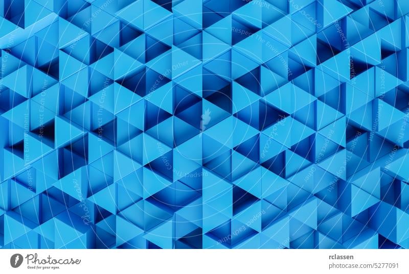 blauer Hintergrund mit Dreiecken - 3d Rendering Spieler Zukunft Computer Wabe Marine Business Polygon Künstliche Intelligenz sehr wenige Datenverarbeitung