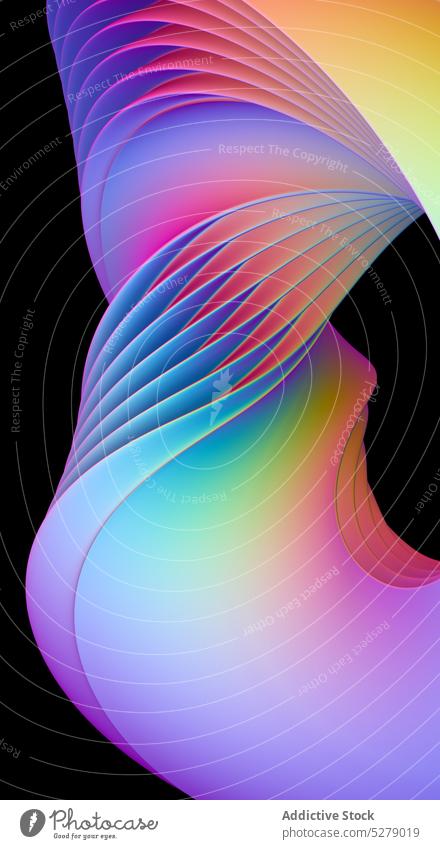 Abstrakter Hintergrund mit neonfarbenem Twist Spektrum mehrfarbig farbenfroh abstrakt sehr wenige Geometrie pulsierend einfach Regenbogen lebhaft Design hell