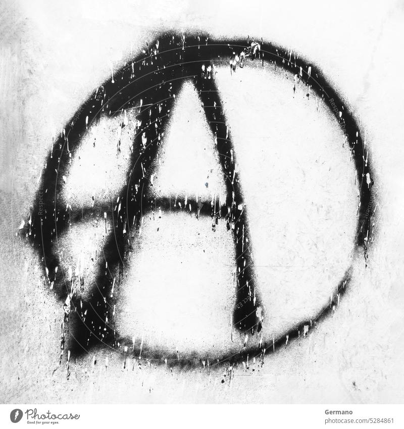 Symbol der Anarchie anarchisch Anarchist Anti unsozial Kunst Hintergrund schwarz chaotisch Kultur Design anders Zeichnung Element Emblem frei Freiheit Regierung