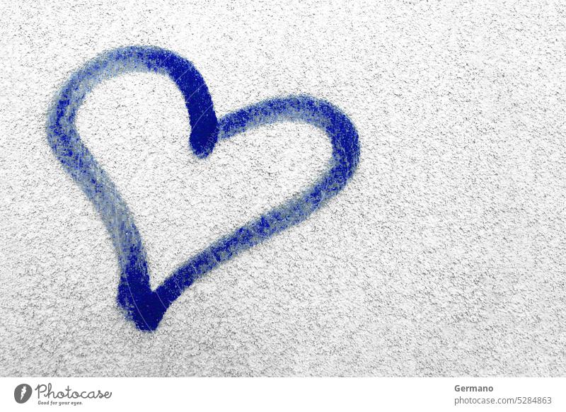 Blaues Herz abstrakt Kunst künstlerisch Hintergrund hell Farbe Konzept konzeptionell Beton Textfreiraum kreativ Tag Design dreckig Zeichnung Gefühle Graffiti