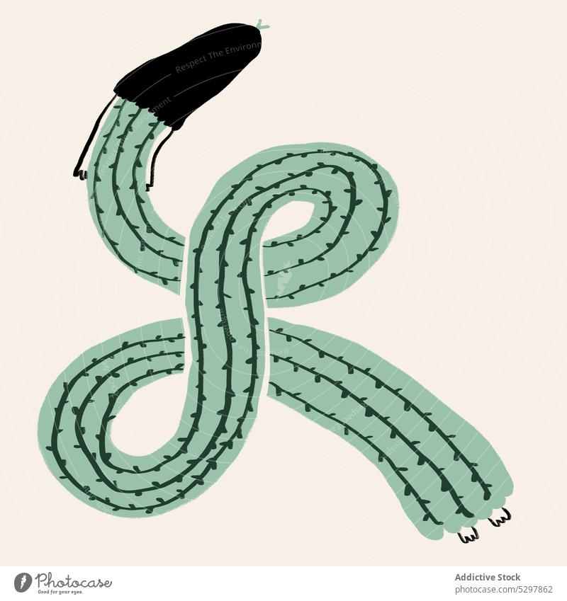 Vektor-Illustration der Schlange Frau im Kleid Unendlichkeit Zeichen Symbol zappeln Grafik u. Illustration surreal Charakter lange Haare Liane grün Element Bild
