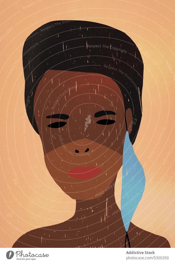 Vektor Bild der schwarzen Frau mit medizinischen Maske Blick in die Kamera Mundschutz Coronavirus neue Normale Ungegerbt Grafik u. Illustration Design Konzept