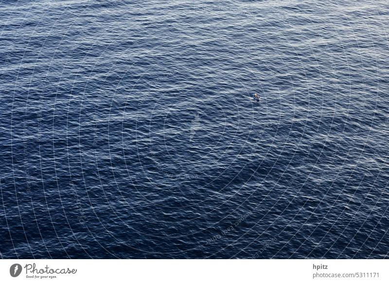 Boot im Wellengang Meer Ozean Wasseroberfläche blau