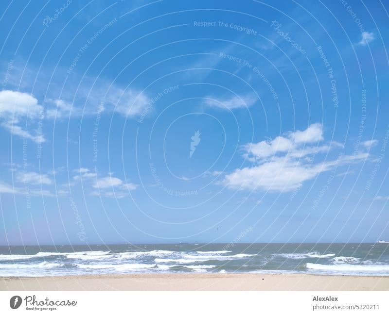 Nordseestrand mit schönen Wellen an einem tollen Sommertag Strand Meer Küste blauer Himmel Sand Natur Blauer Himmel Landschaft Ferien & Urlaub & Reisen Wasser