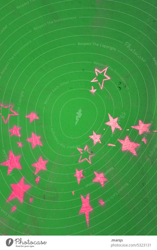Sterne Strukturen & Formen Stern (Symbol) Symbole & Metaphern Weihnachten & Advent ungeordnet Sternchen sehen gezackt Zacken viele Graffiti pink grün