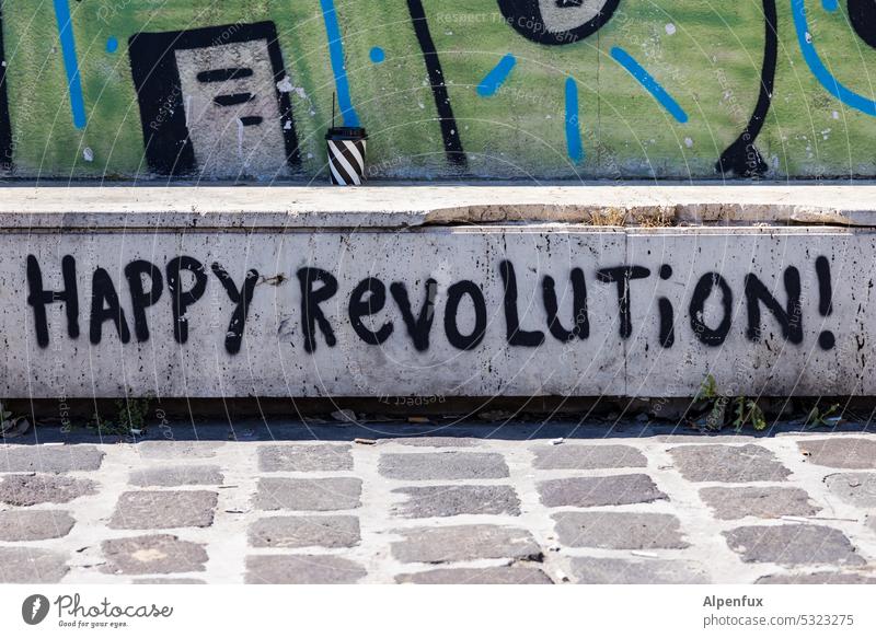 Happy Revolution ! Graffiti Symbole & Metaphern Politik & Staat Libanon Zeichen Umbruch Mauer Macht Frieden Friedenswunsch
