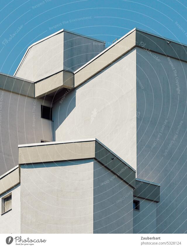 Abstrakte Strukturen und Formen eines modernen Gebäudes abstrakt formen minimalistisch Architektur architektonisch Wohnhaus Hochhaus grau eckig unwirtlich