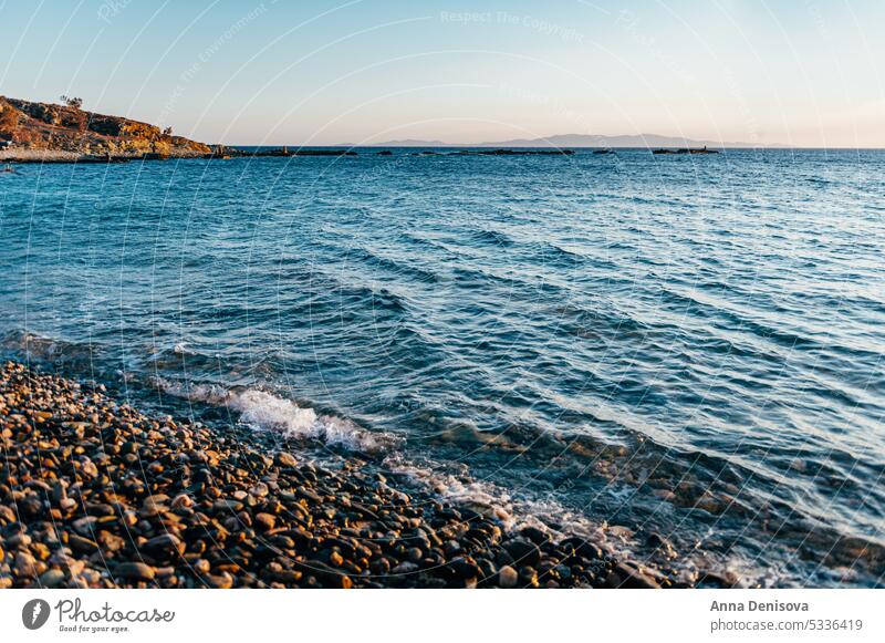 Stavros Strand, Tinos, Griechenland Kykladen agios romanos Bucht blau reisen Wasser MEER Insel kykladisch Haus Insel Tinos Kykladen-Inseln ägäisch Himmel