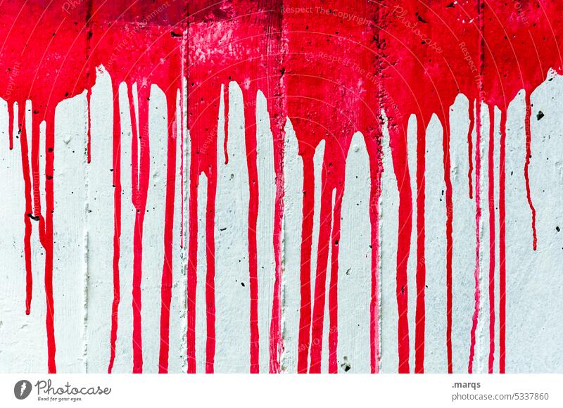 Farbnasen Strukturen & Formen abstrakt Hintergrundbild Verlauf Vergänglichkeit Farbstoff Farbe weiß rot Tropfen Beton Wand spritzen Flüssigkeit Graffiti