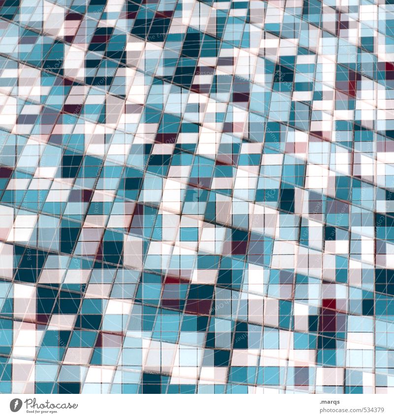 Mosaik Stil Design Linie außergewöhnlich viele verrückt blau rot weiß chaotisch Perspektive Surrealismus Irritation Keramik Doppelbelichtung Hintergrundbild