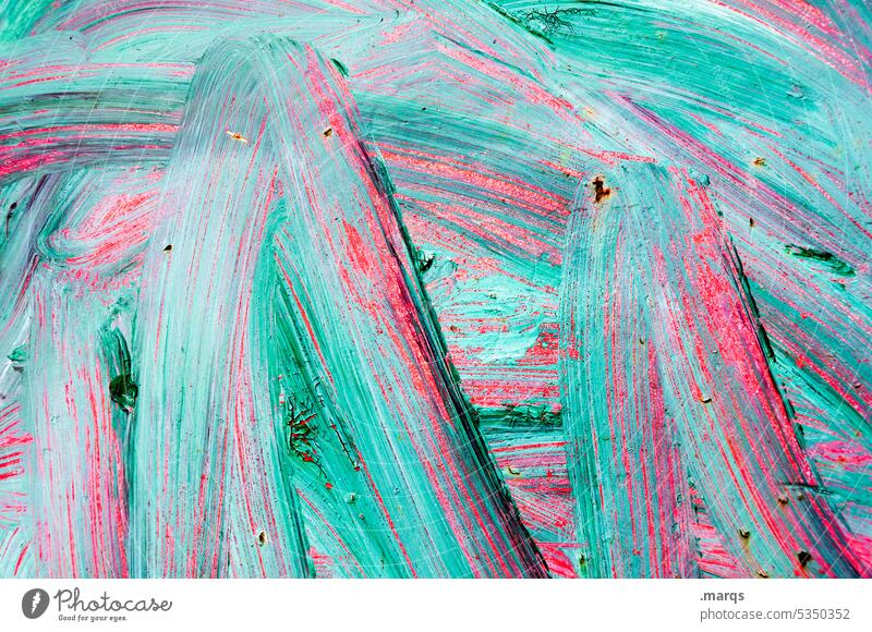 M Hintergrundbild Farbe Farbstoff türkis pink Farben und Lacke gemalt abstrakt Wand Schmiererei Nahaufnahme