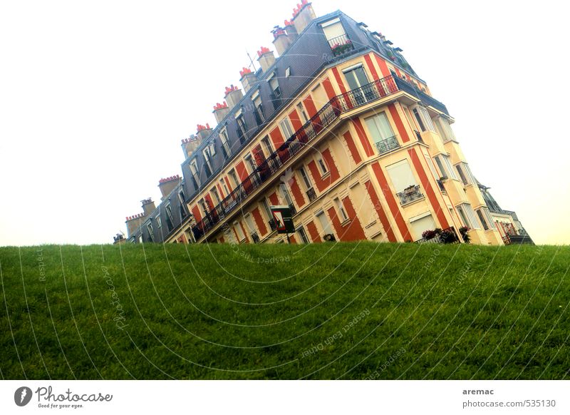 Untergangsstimmung Gras Paris Frankreich Europa Stadt Hauptstadt Menschenleer Haus Bauwerk Gebäude Architektur außergewöhnlich gelb grün standhaft Farbfoto