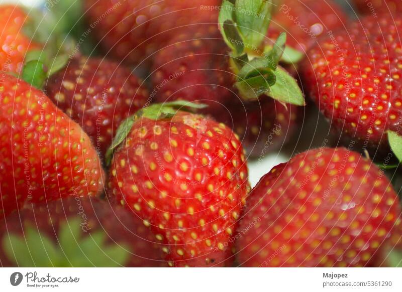 Hintergrund von roten Erdbeeren . Weißer Hintergrund Vegetarier Frische saftig geschmackvoll Makro natürlich Natur Gesundheit organisch frisch süß Beeren