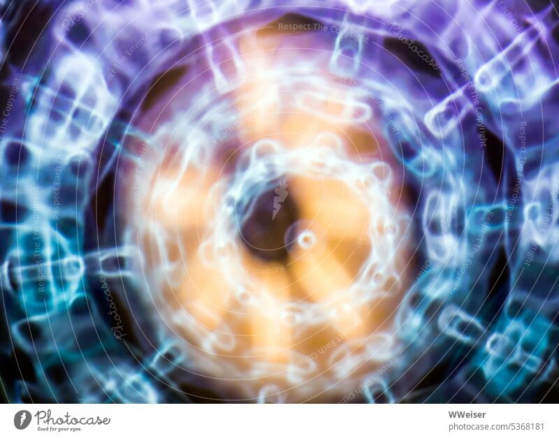 Etwas Rundes und Buntes ist in Bewegung, verschiedene dynamische Formen entstehen Farben Kreis rund drehen kreisen Strukturen abstrakt geometrisch hypnotisch