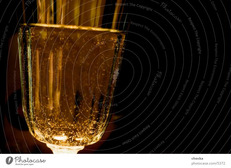 wasserglas Sekt Alkohol Wasser Glas Haarwaschmittel stoßen Detailaufnahme