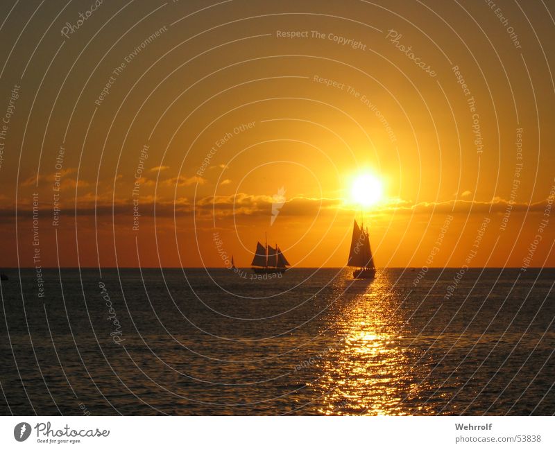 Sonnenuntergang in Key West Segelboot Wolken Meer Himmel Florida Wellen USA sky sea sun