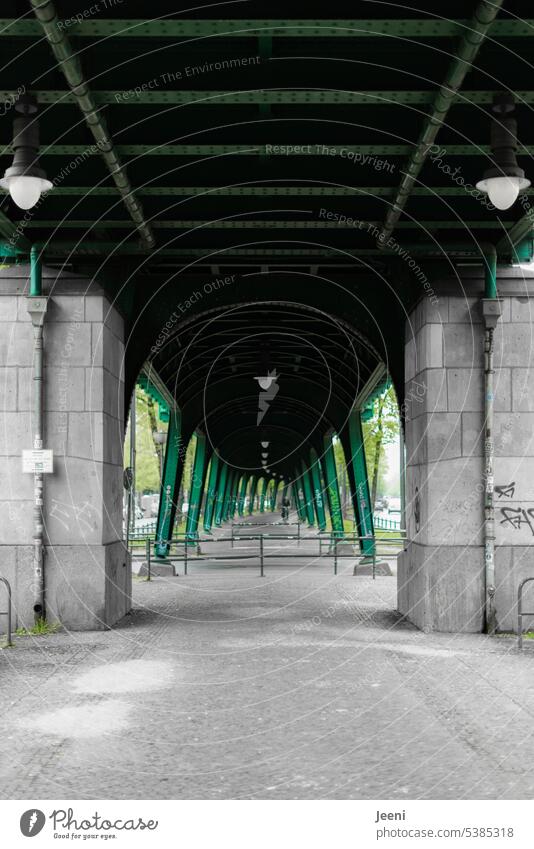 Zentrale Perspektive Symmetrie symmetrisch Unterführung Architektur historisch Wege & Pfade Durchgang Bauwerk Stahlträger Hochbahn Berlin Prenzlauer Berg Bogen