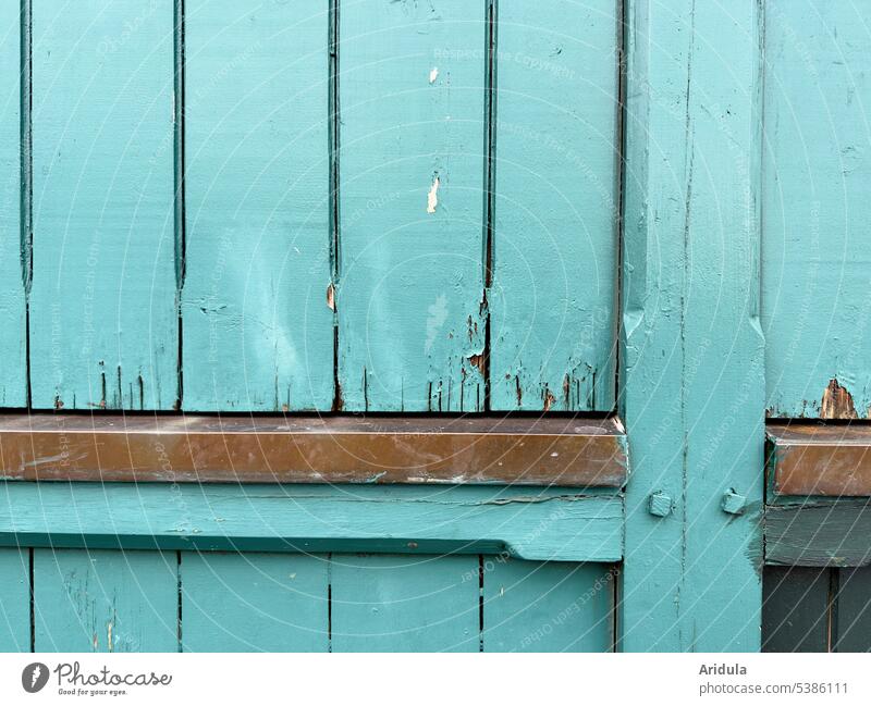 Türkisfarbene Holzhauswand Wand Haus Bretter Hütte Fassade Gebäude Strukturen & Formen Farbe