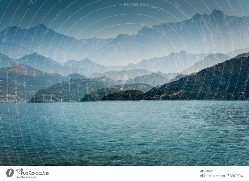 Lake Como Comer See Wasser Berge u. Gebirge Sommer Ferien & Urlaub & Reisen Erholung Landschaft Himmel Schönes Wetter abstrakt Doppelbelichtung