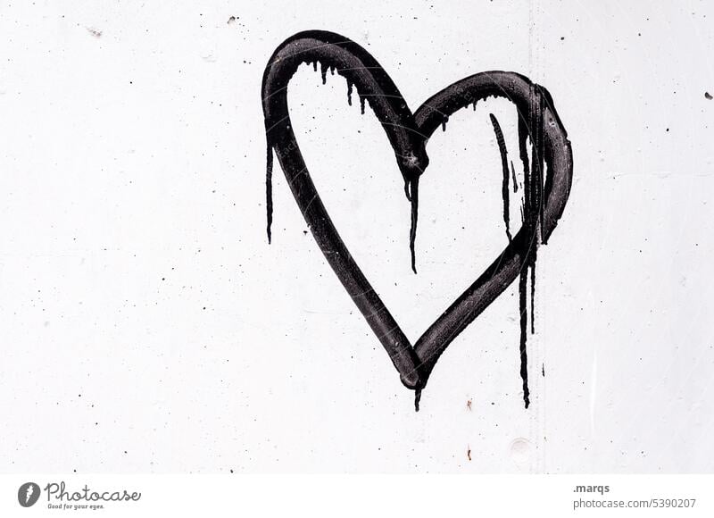 Herz Graffiti Liebe Wand Verliebtheit Romantik Gefühle Partnerschaft Mauer Valentinstag Symbole & Metaphern Freisteller Nahaufnahme Farbstoff Treue weiß schwarz