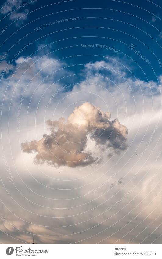 Wolke Wetter Urelemente Luft Himmel Wolken Klima Klimawandel Natur Schweben 1 cloud blau Umwelt wolkig Wolkenhimmel einzeln einzelne wolke solist meteorologie