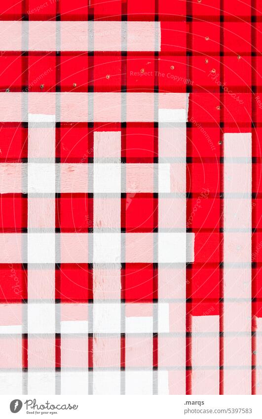 Tetris rot weiß Linien Streifen eckig Doppelbelichtung tetris abstrakt Grafik u. Illustration Hintergrundbild modern