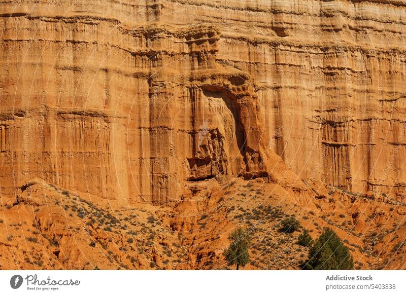 Erstaunlicher Blick auf den Canyon bei Tageslicht Schlucht Wand Landschaft Felsen Natur Formation Hintergrund Klippe malerisch Textur Sand Geologie rau