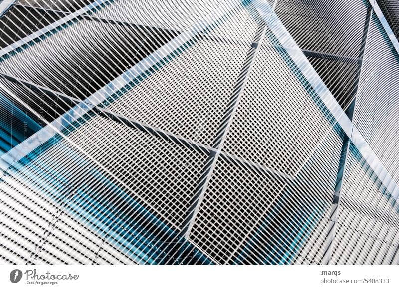 X Zukunft chaotisch planen modern Irritation verrückt Nahaufnahme Doppelbelichtung Stahl Muster abstrakt Strukturen & Formen Architektur Linie Metall komplex