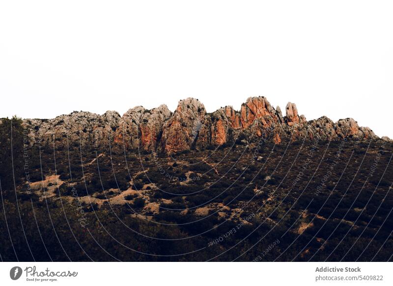 Erstaunliche Aussicht auf Felsformationen in bergigem Gelände bei Sonnenuntergang malerisch Berge u. Gebirge felsig Landschaft Ambitus Kamm Formation Felsen