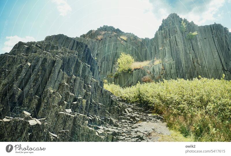 Basaltgestänge Steinformation vulkanisch außergewöhnlich Naturwunder Steinhügel Felsengebilde bizarr einzigartig beeindruckend Panorama (Bildformat) Felswand