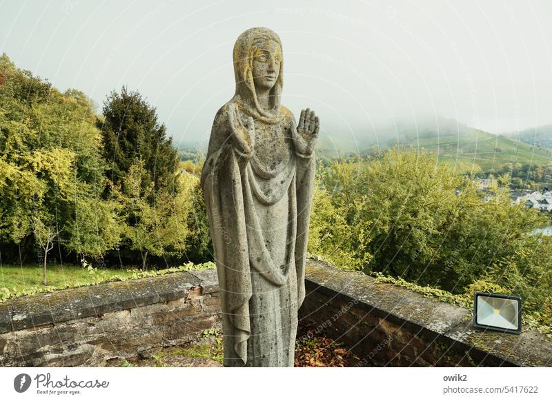 Maria orans Orantenhaltung erhobene Hände Statue historisch Außenaufnahme Stille Gesicht innehalten ruhig Kunst Kunstwerk Gebet beten geistig Ave Maria Andacht
