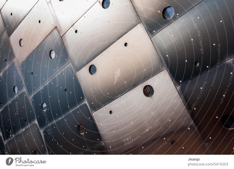 Bullaugen Fassade Metall braun Hintergrundbild Strukturen & Formen abstrakt Linie Muster Punkt