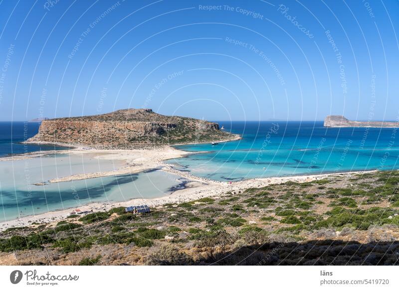 Balos Beach Kreta Griechenland Mittelmeer Tourismus Erholung Ferien & Urlaub & Reisen Meer Küste Landschaft Insel Felsen Sommerurlaub Idylle Schönes Wetter blau