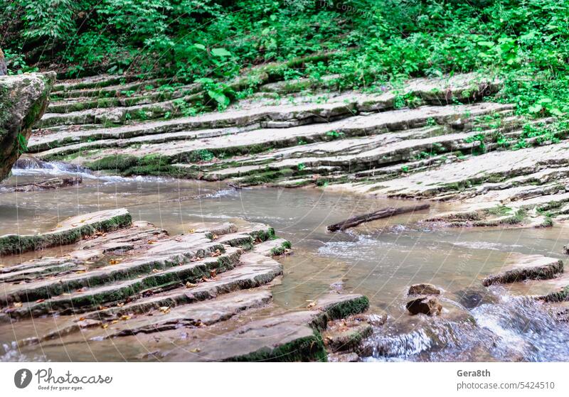 Landschaft Berg Fluss und Felsen mit grünen tropischen Pflanzen in thailand Hintergrund schön Klima Umwelt fließen Wald frisch Dschungel Moos Berge u. Gebirge
