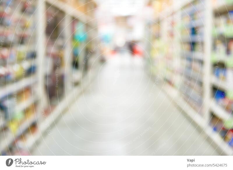 Marktgeschäft und Supermarktinterieur Werkstatt Unschärfe Hintergrund Innenbereich Laden Lebensmittelgeschäft Menschen Kunde Regal Einzelhandel kaufen Kaufhof