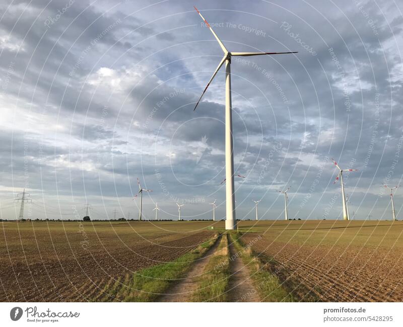 Windräder vor bewölktem Himmel auf einem freien Feld in Deutschland. Foto: Alexander Hauk windenergie windkraft energiewende klima klimawandel klimaschutz