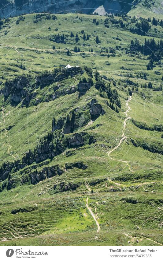 Wanderweg in den Bergen Wanderung Schweiz Berge u. Gebirge Alpen Panorama (Aussicht) Natur Landschaft Tourismus Wege & Pfade laufen wandern Außenaufnahme steil