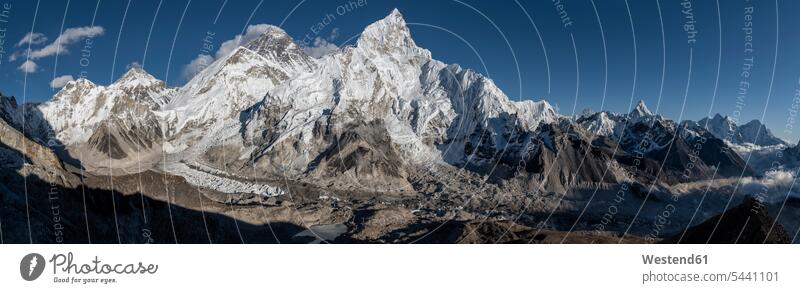 Nepal, Himalaya, Khumbu, Everest-Region, Everest und Nuptse Himmel Natur Außenaufnahme draußen im Freien Mount Everest Everset imposant beeindruckend