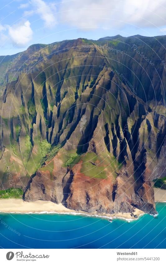 USA, Hawaii, Kauai, Na Pali Küste, Luftaufnahme Natur Felsküste Felskuesten Felsenkueste Felsküsten Felsenkuesten Felsenküsten Abgeschiedenheit Einsamkeit