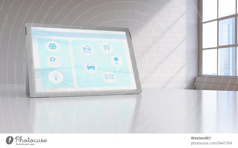 Smart Home-App auf digitalem Tablet Fernbedienung Fernbedienungen Erreichbarkeit verfügbar Verfügbarkeit erreichbar Verfuegbarkeit verfuegbar