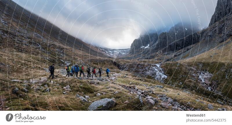 Großbritannien, Schottland, Trekking in Ben Nevis gehen gehend geht Bergsteigen Bergsteiger Alpinisten Gruppe Gruppe von Menschen Menschengruppe Alpinismus