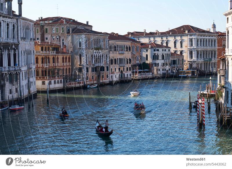 Italien, Venedig, Gondeln auf dem Canal Grande Sehenswürdigkeit Sehenwürdigkeiten sehenswert historisch Gondoliere Gondolieri Menschen zufällige Personen Kanal