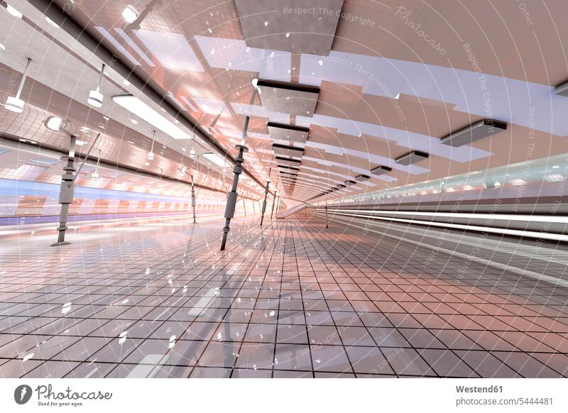 3D gerenderte Illustration, futuristische Innenarchitektur Linie Linien Moderne Architektur dreidimensional 3-D 3-d Baukunst weiß weißes weißer weiss