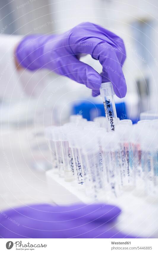 Vorbereitung von Proben für die Qualitätsprüfung bei der Arzneimittelverarbeitung Wissenschaftler Muster halten Labor Labore wissenschaftlich Wissenschaften