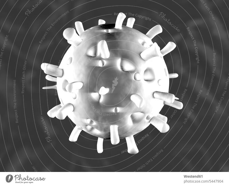 3D-gerenderte Illustration einer anatomisch korrekten Konvergenz zu einem Rotavirus Struktur Strukturen Kugel Kugeln kugelfoermig kugelförmig Symbolbild