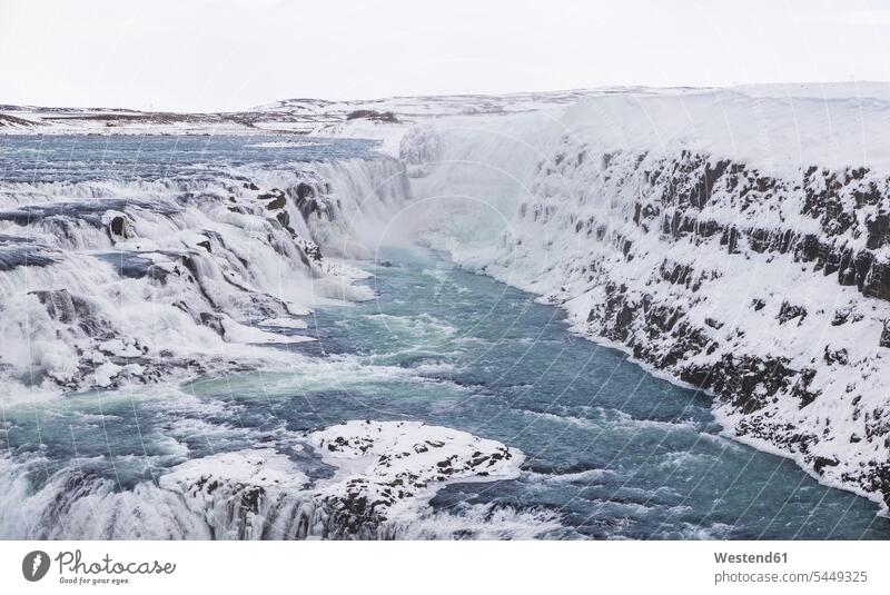 Island, Gullfoss-Wasserfall Schönheit der Natur Schoenheit der Natur Energie dynamisch Dynamik Power Wasserfälle Wasserfaelle Außenaufnahme draußen im Freien