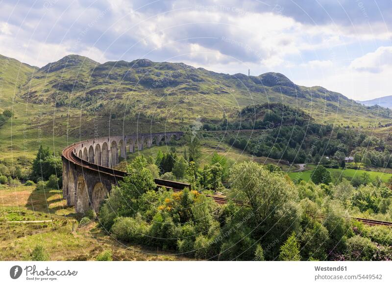 Großbritannien, Schottland, Schottische Highlands, Glenfinnan, Glenfinnan-Viadukt West Highland Line Niemand Weite Textfreiraum weit Reise Travel
