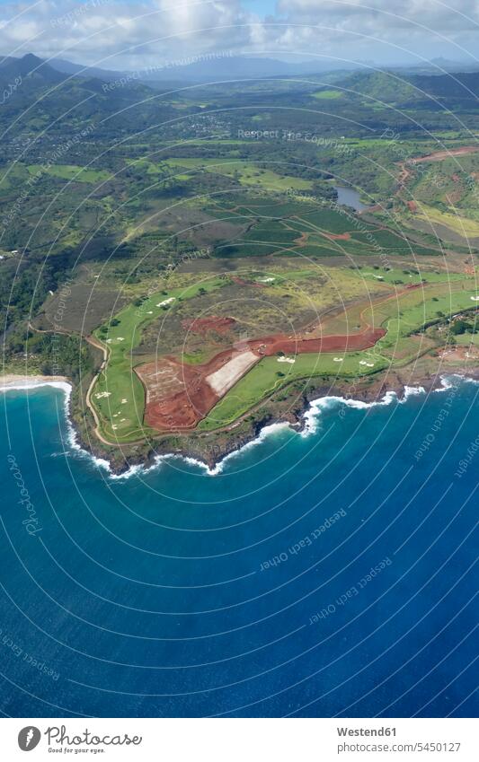 USA, Hawaii, Kauai, Südküste, Luftaufnahme Freizeit Muße Meeresufer Natur Suedkueste Weite Textfreiraum weit Reiseziel Reiseziele Urlaubsziel Tag am Tag
